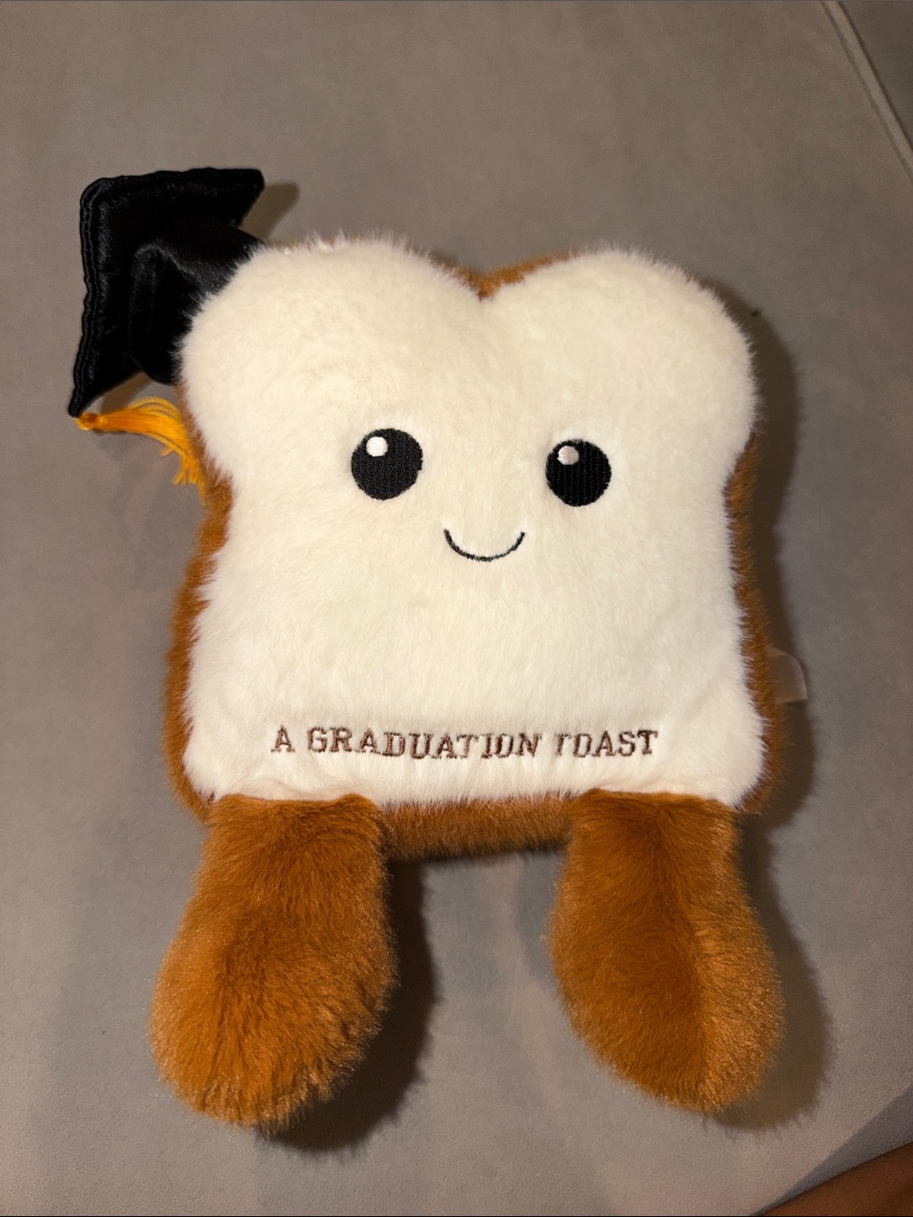 Graduation Toast Plush Toy - White & Brown Cute Toast